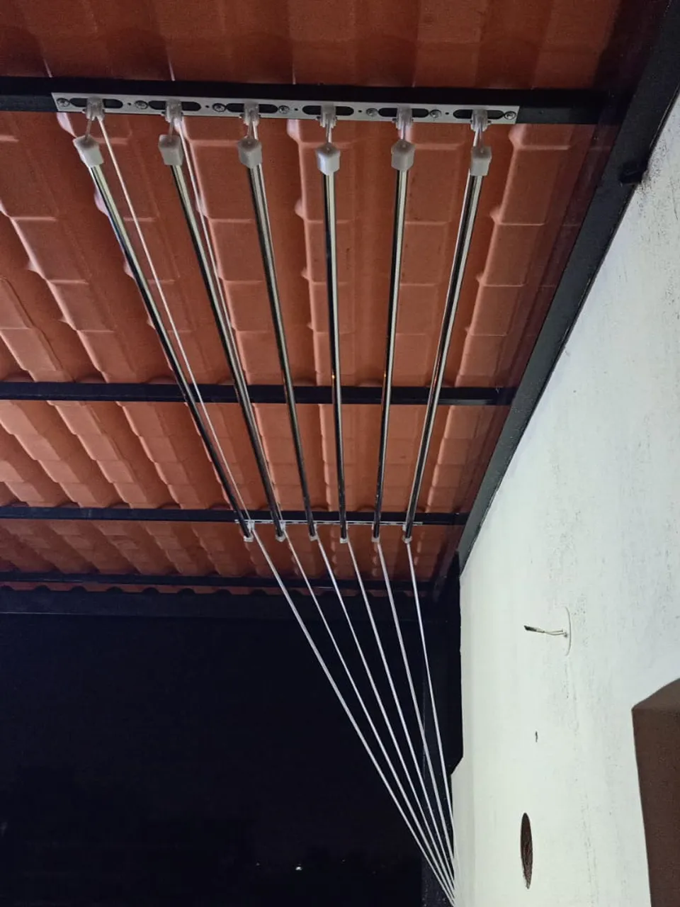 Terrace shed mount under tiled roof